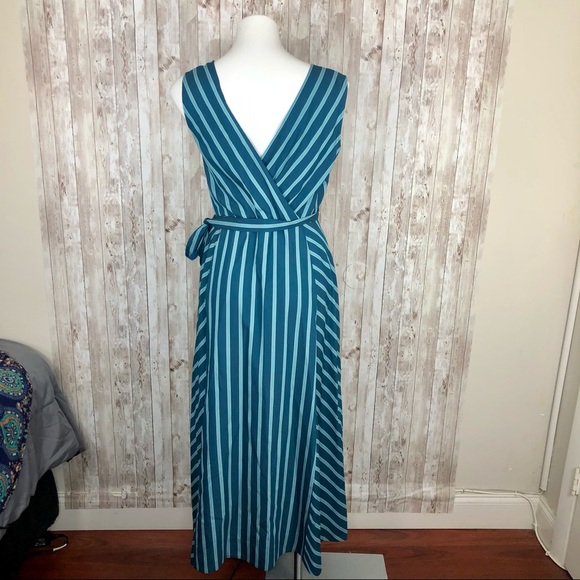 ❎SOLD Lafayette 148 Siri Wrap Dress Striped Blue Pacific Sleeveless Long Dress 2 - Picture 11 of 14
